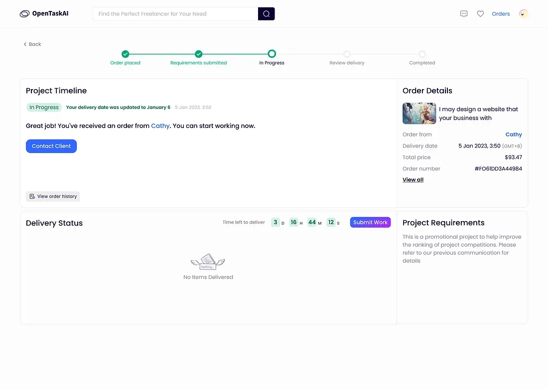 How Freelancers Accept Orders and Corresponding Order Status